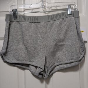 Calvin Klein Heather Grey Cotton Logo waist Shorts Size Medium M NWT Women